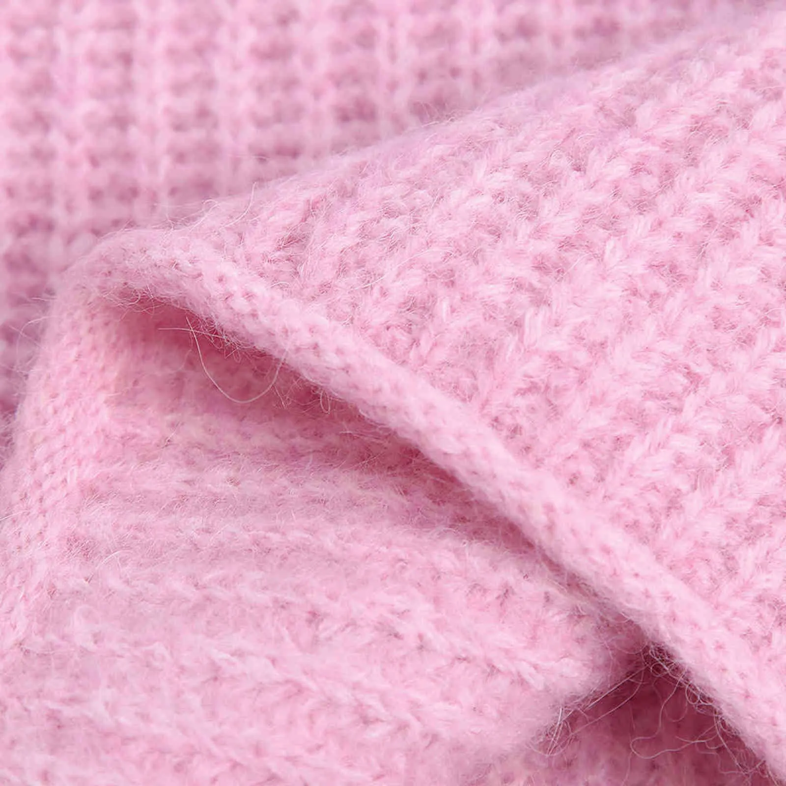 BlsQR Różowy Eleganckie Swetry Kobiety O-Neck Vintage Chic Pullover Topy Kobiet Streetwear Casual Crop Tops Office Lady Y1110