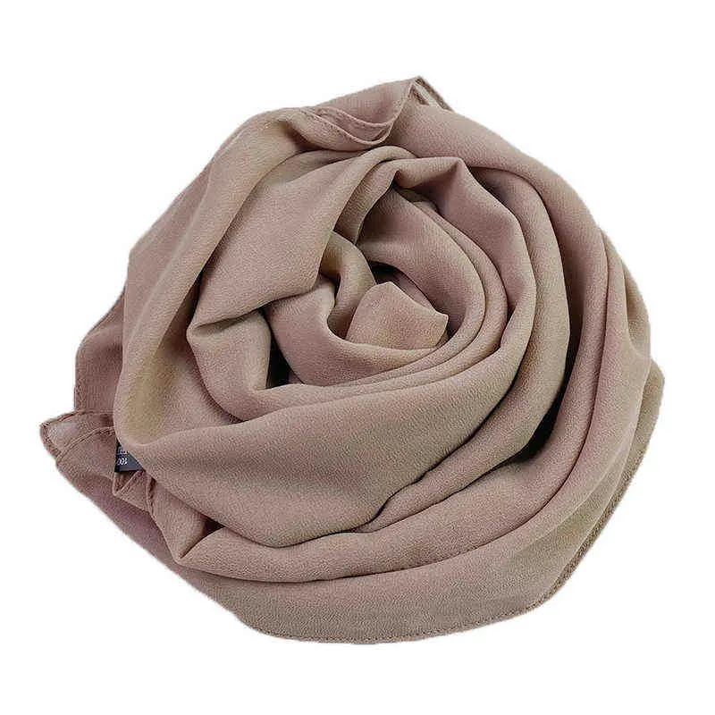 Musulman en mousseline de soie Hijab écharpe femmes couleur unie châle tête enveloppement islamique Hijabs Foulard personnaliser boîte-cadeau Foulard Femme 2201062445