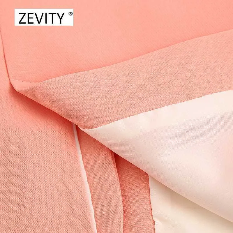 Zevity femmes couleur unie simple boutonnage blazer col cranté à manches longues bureau dame casual élégant outwear manteau tops C525 210603