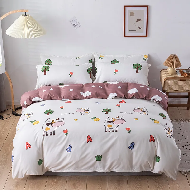 Série rafraîchissante Literie Set Double Single Winter Housse de couette Ensemble de draps Ensemble d'oreillers Lit Vêtements Fleur Bedset King Size 210309