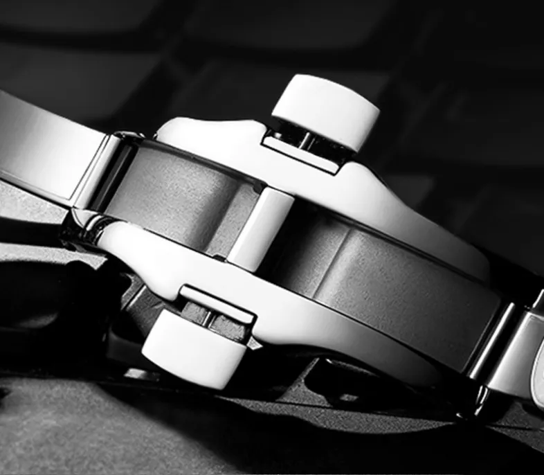 MISSFOX européen Hip Hop plein diamant hommes montres Bracelet Quartz calendrier minéral Hardlex miroir montre-bracelet fabricants Direc185e