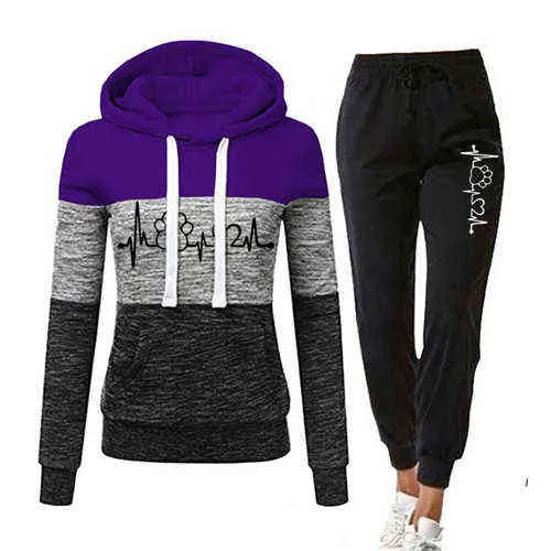 Trainingsanzug Für Frauen Casual Trainingsanzug Frauen Zwei Stück Set Anzug Weibliche Hoodies und Hosen Outfits frauen Kleidung Herbst 211126