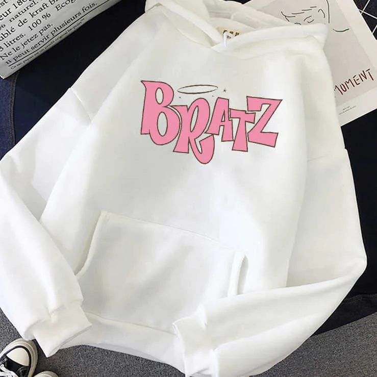 Bratz List Print Hoodie Jesień Winter Bluza Unisex Mężczyźni i damska Casual Student Fashion Hooded Bluza z długim rękawem 210813