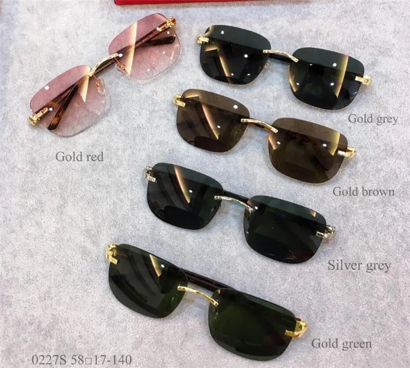 New fashion design sunglasses 0227S square rimless frame light and comfortable simple versatile style top quality uv400 protective272W