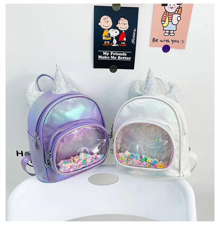 Zaino bambini Cartoon 2021 New Cute Kids Sequin Unicorn Mini Zaino Scuola materna Zainetto Neonate Borse casual C6964