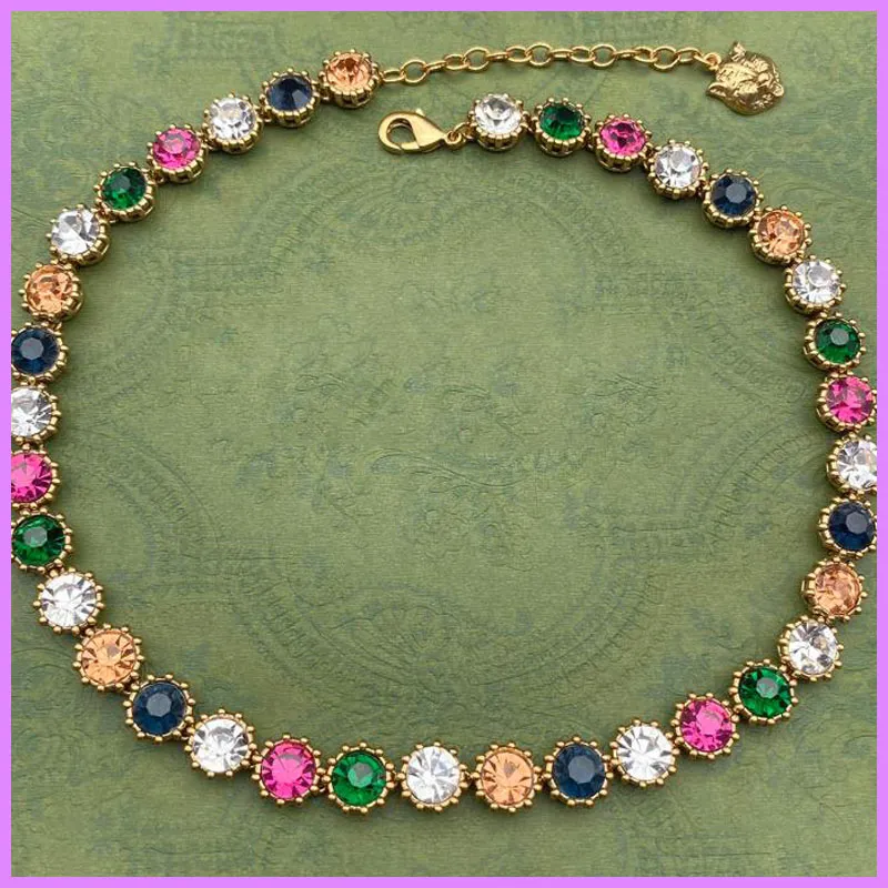 Nueva moda para mujer collar de lujo diseñador color collares de diamantes damas diseñadores joyería color oro alta calidad para fiesta D21300b