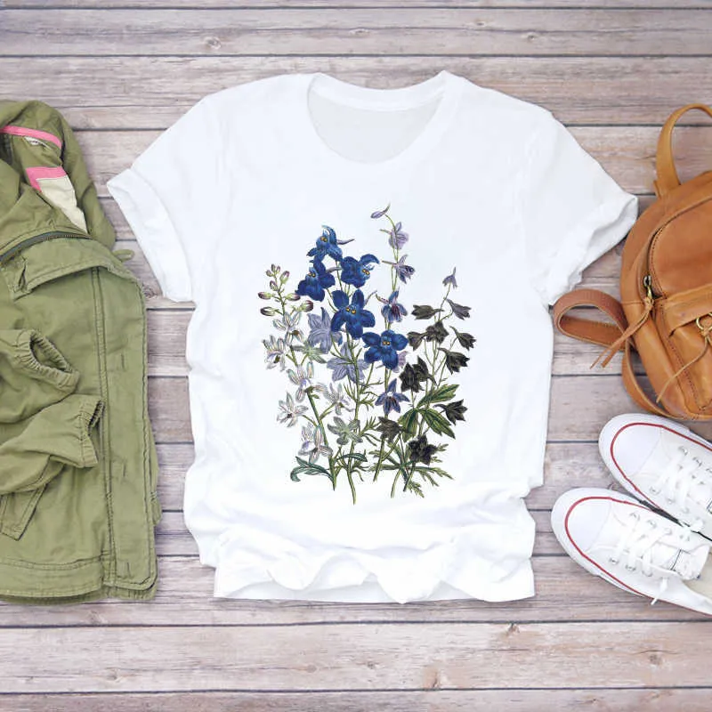 T-shirt da donna a maniche corte con stampa a fiori floreali ad acquerello T-shirt da donna T-shirt da donna T-shirt da donna T-shirt da donna X0527