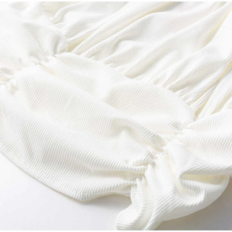 Yitimuceng зашнуровать блузку женщин складки рубашки с длинным рукавом квадратный воротник сплошной черный белый одежда весна летняя мода 210601