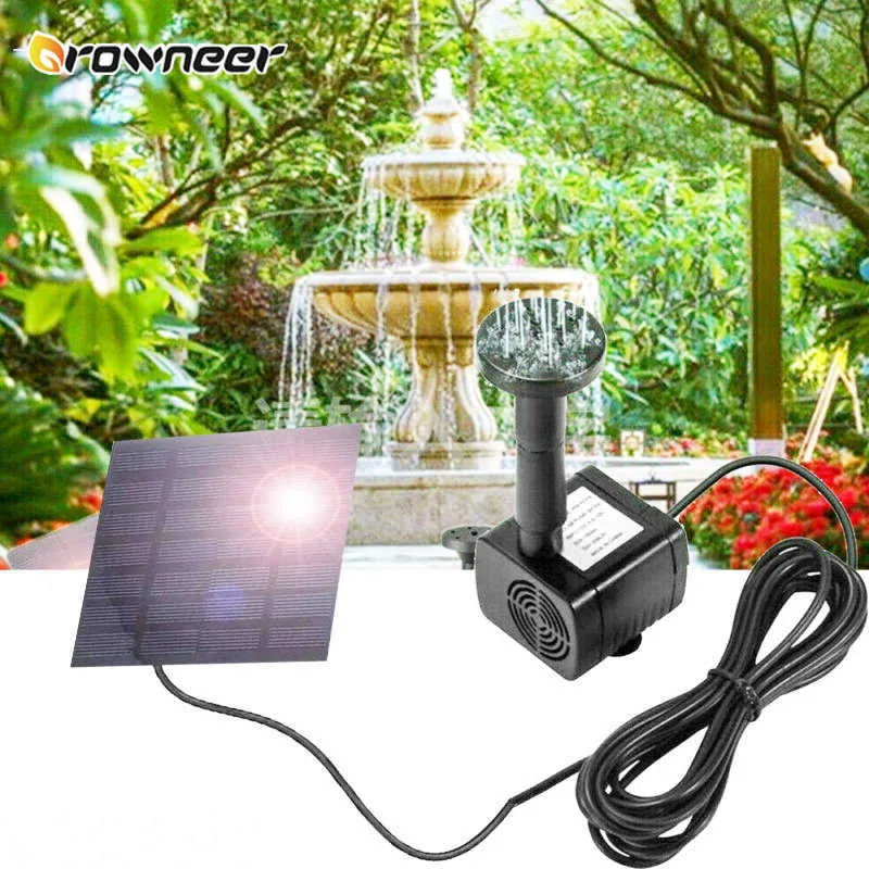 Solarpanel-Brunnen, 180 l/h, 7 V Wasserpumpe, 1,2 W, Schwarz, für Garten, Pool, Teich, Aquarium, lange Lebensdauer, Sonnenlicht, Vogelbäder, Sprühdüsen, 210713