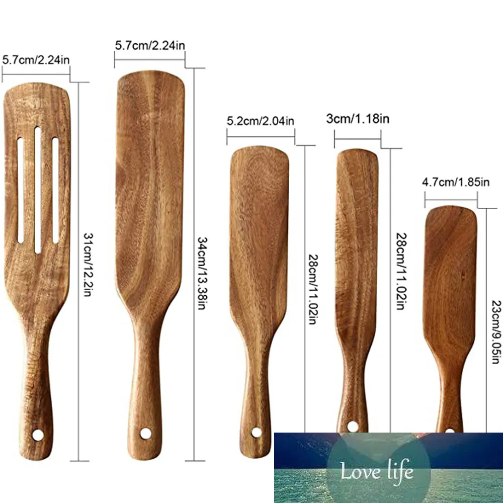 Ensemble d'ustensiles de cuisine en bois d'acacia, ustensiles de cuisine antiadhésifs en bois, spatule à fente Spatula255W