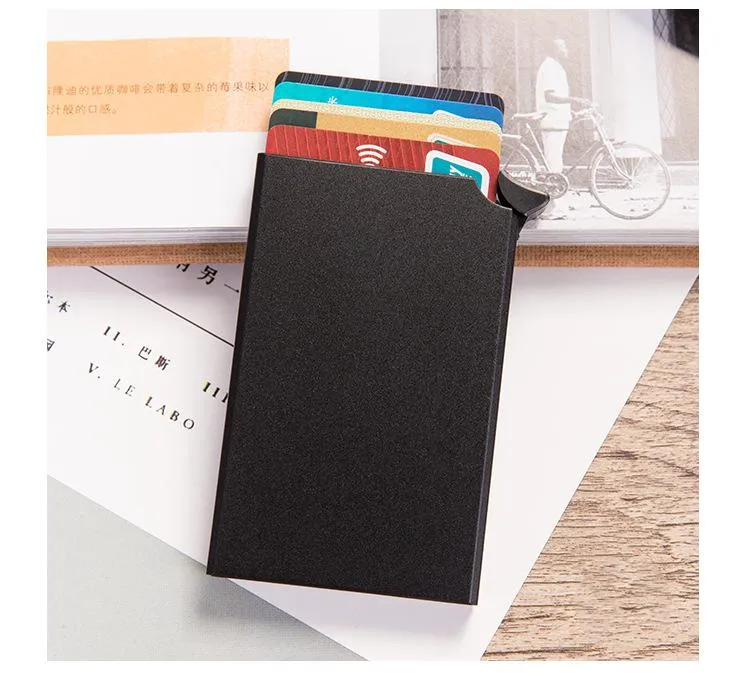 Кошельки позаботываемости RFID Smart Wallet Держатель металлические тонкие тонкие мужчины в секрете минималистские маленькие черные кошельки217I