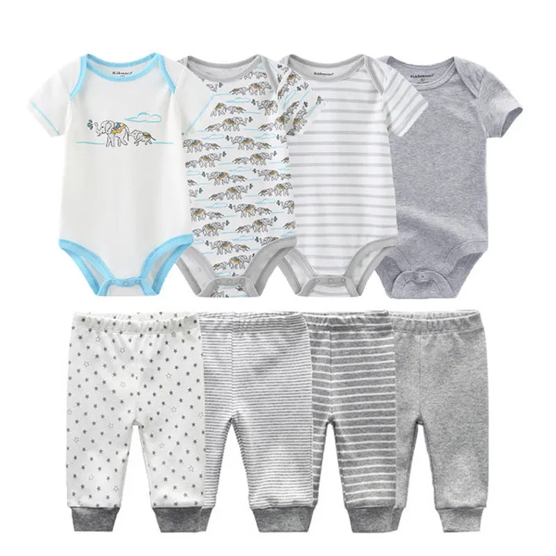 Set di abbigliamento ragazze Body + Pantaloni Cotone Unisex Neonata Solido Vestiti neonato 0-12M Roupas de bebe 210309