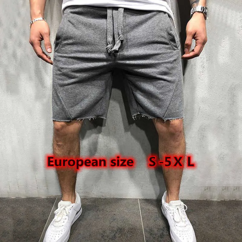 Pantalones cortos de Crossfit para gimnasio en casa para hombre, pantalones cortos atléticos rasgados de Color sólido de estilo salvaje, pantalones cortos de entrenamiento para correr, es, talla S-5XL X0628, 2021