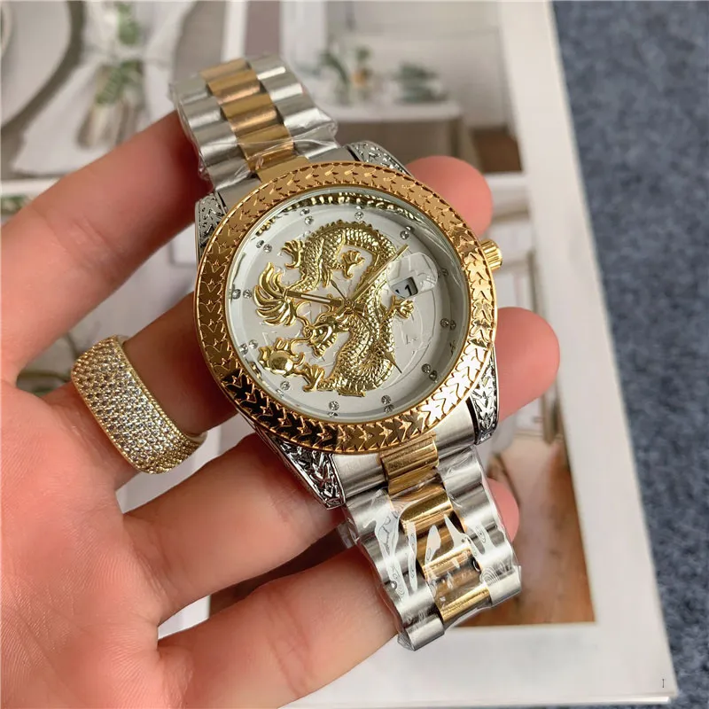 Mode Top Brand Watches Men Chinese Dragon Style Metal Steel Band Quartz Pols Watch X1455135960