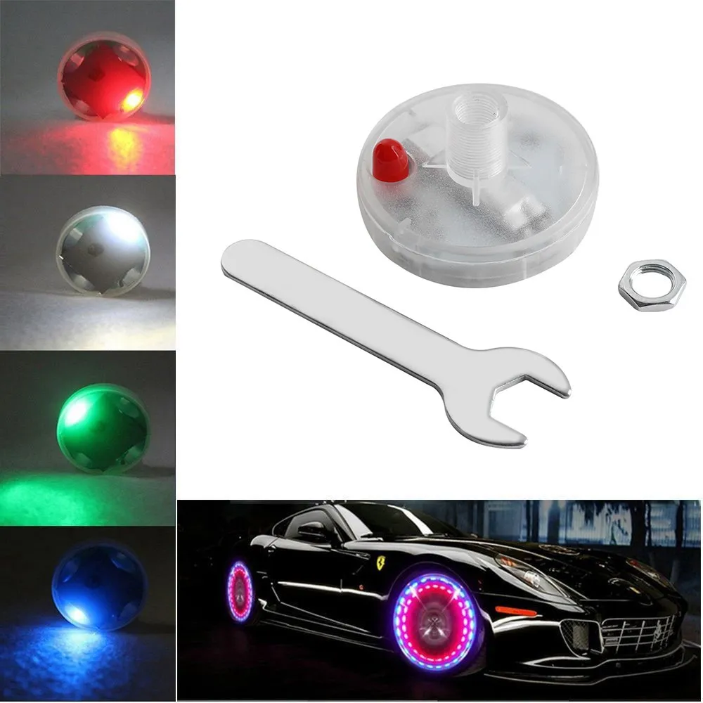 2sts dekor lampa ventiler Auto Accessory Car Motocycle Wheel Light Air Caps Car-styling däckventil Caps Solen Energy LED Light290d