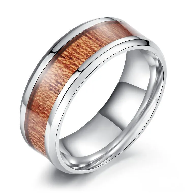 Wedding Rings HPXmas Fashion Classic Sell Titanium Wood Stainless Steel Jewelry For Men Male Mood B78209t