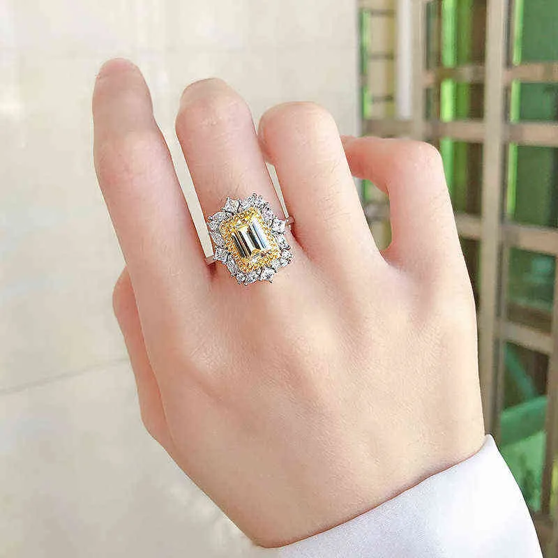 Wong Chuva Luxo 925 Sterling Prata Esmeralda Corte Criado Noivado Casamento Mulheres Clássicas Anéis de Jóias Fine 211217