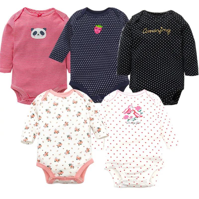 5 stks/partij bodysuits Hoge Kwaliteit Uniesx Pasgeboren 100% Katoenen Kleding set baby bebe Baby jongen meisje Kleding 210309