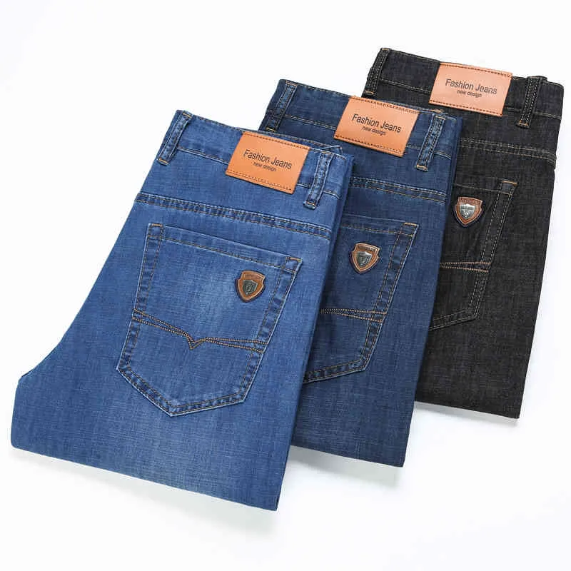 jeans sottili di marca da uomo di grandi dimensioni casual da lavoro casual da uomo in stile classico leggero primavera ed estate