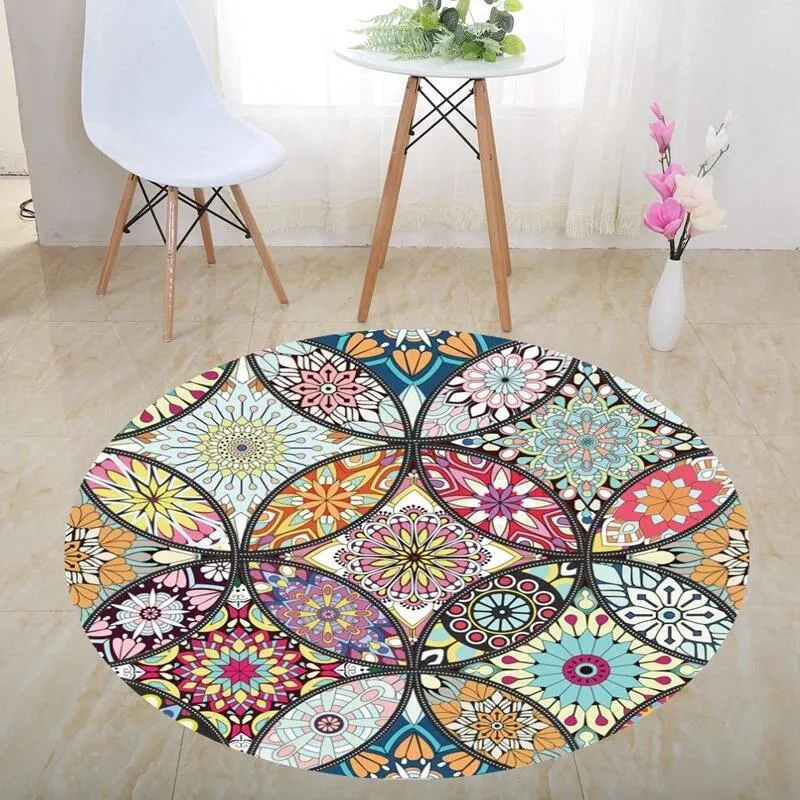 Halloween Round Carpet Trap 3D Stereo Black and White Geometric Illusion Carpet Living Room Bedroom Mats