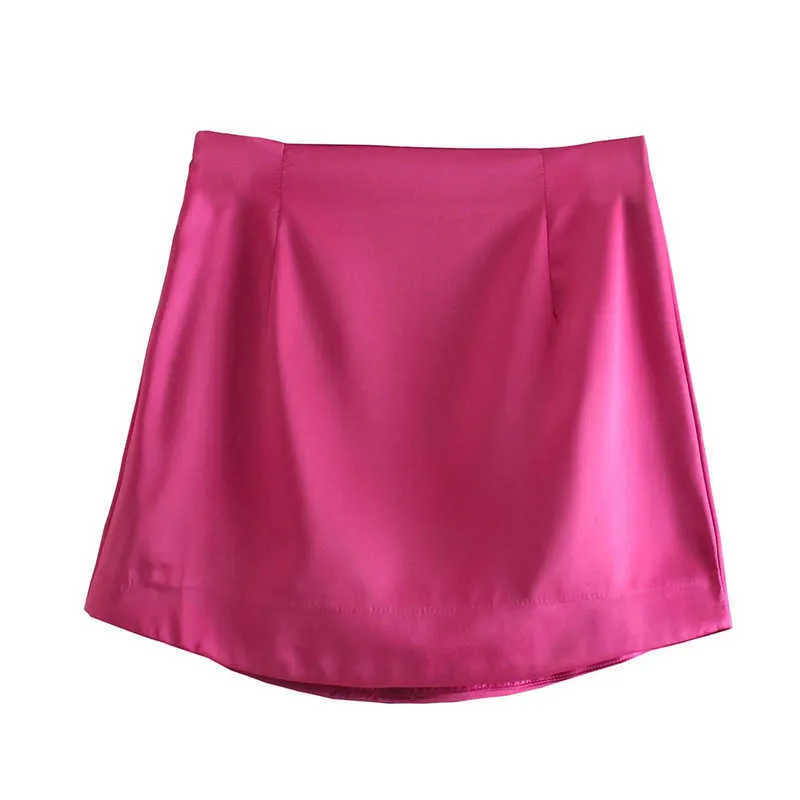 LVWOMN Za Women Skirts Summer Fashion Silk Satin High-Waisted Woman Sexy Party Bag Hip Side zipper Mini Female 210629