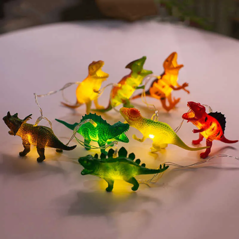 Dinosaurier-Serie 1,2 m LED-Licht Desktop Schlafzimmer Kulissen Deko Lampen Spielzeug Geschenk für Kind Home Dekoration Dino Geburtstag Licht Banner Y0730