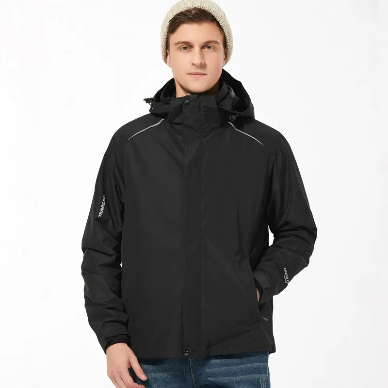 Veste manteau masculin automne et capot d'hiver imperméable et à vent en combinaison pour hommes et femmes en une ou deux pièces pour les deux pièces