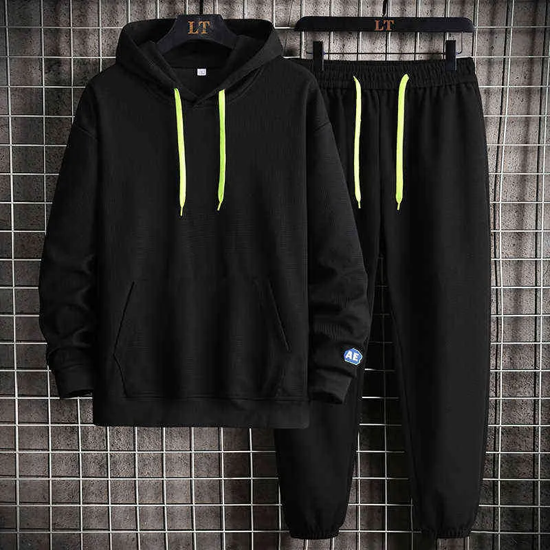 OEIN Casual Tracksuit Men Hooded Sweatshirt Outfit Autumn Mens Sets Sportswear Male Hoodie+Pants Jogging Sports Suits 211123