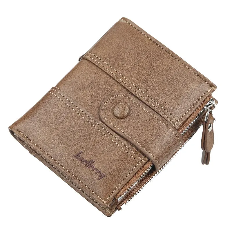 Brieftaschen Baellerry Men Mode Kurzeinbesserung mit Münztasche Vintage Doppel Reißverschluss Brieftasche Männlicher Kartenhalter W021246W