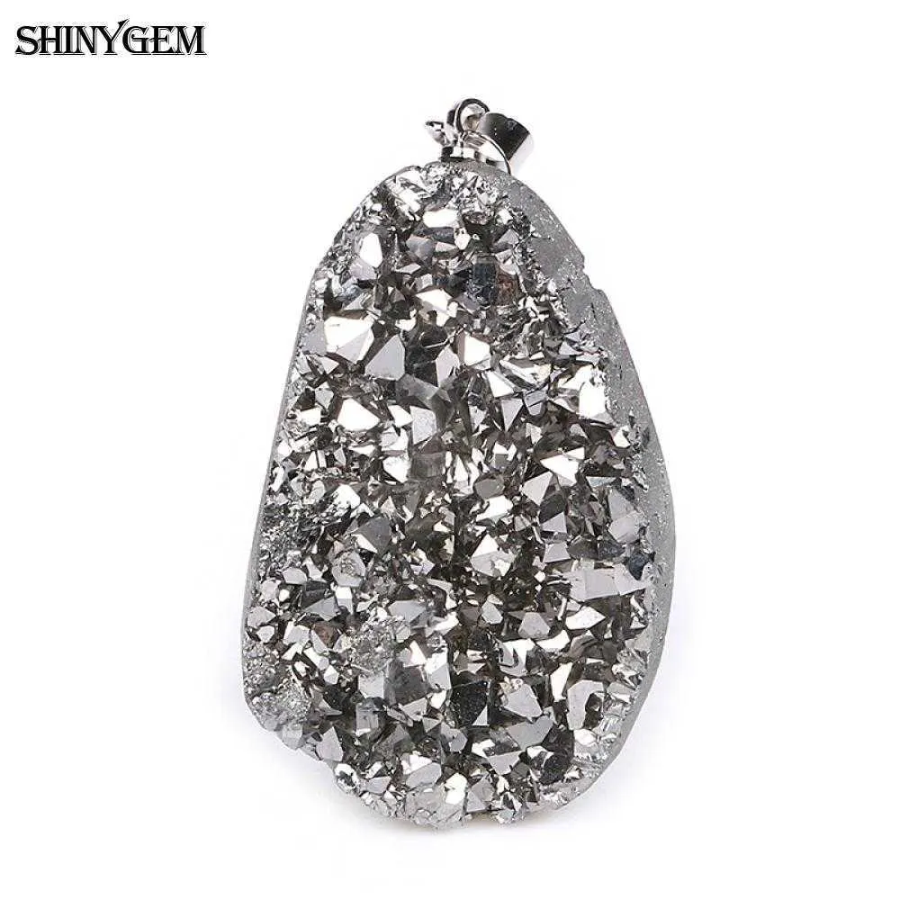 ShinyGem Sparkling Natural Chakra Opal Hangers Multi Color Druzy Crystal Stone Pendant Charms Sieraden maken 5 -stks willekeurig verzenden G09190V