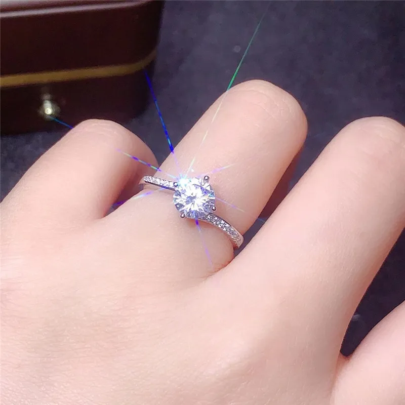 925 Sterling Zilver Wit Sneeuwvlok CUT 1 CT D Kleur Diamond Test Passed Moissanite Ring Vrouwelijke Bruiloft Gift Zilver 925 Sieraden