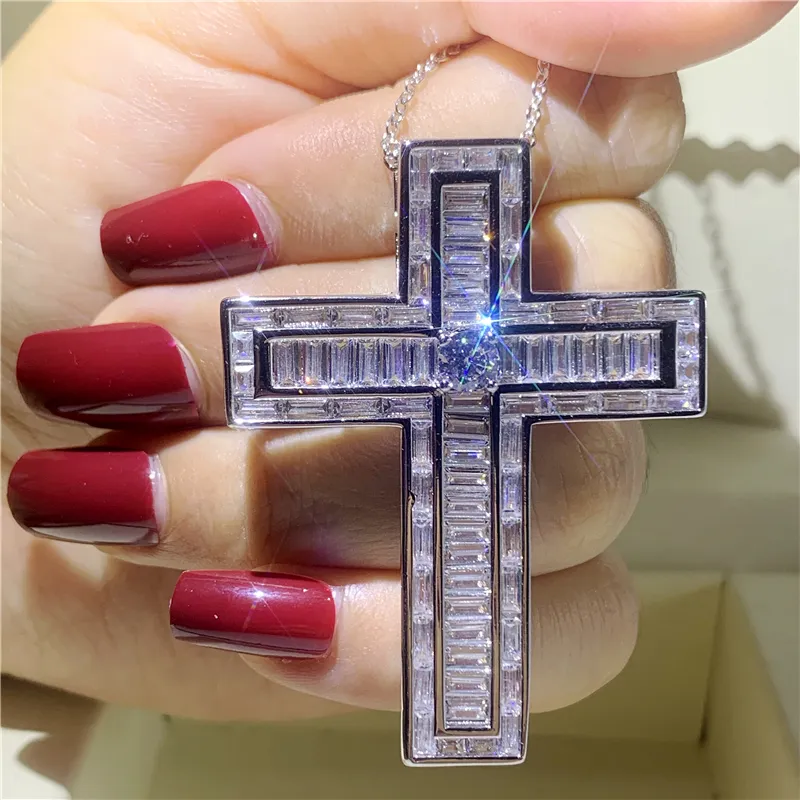 20 Stil handgemachte Hiphop Big Cross Anhänger 925 Sterling Silber Cz Stein Vintage Anhänger Halskette für Frauen Männer Hochzeit Jewelry263T