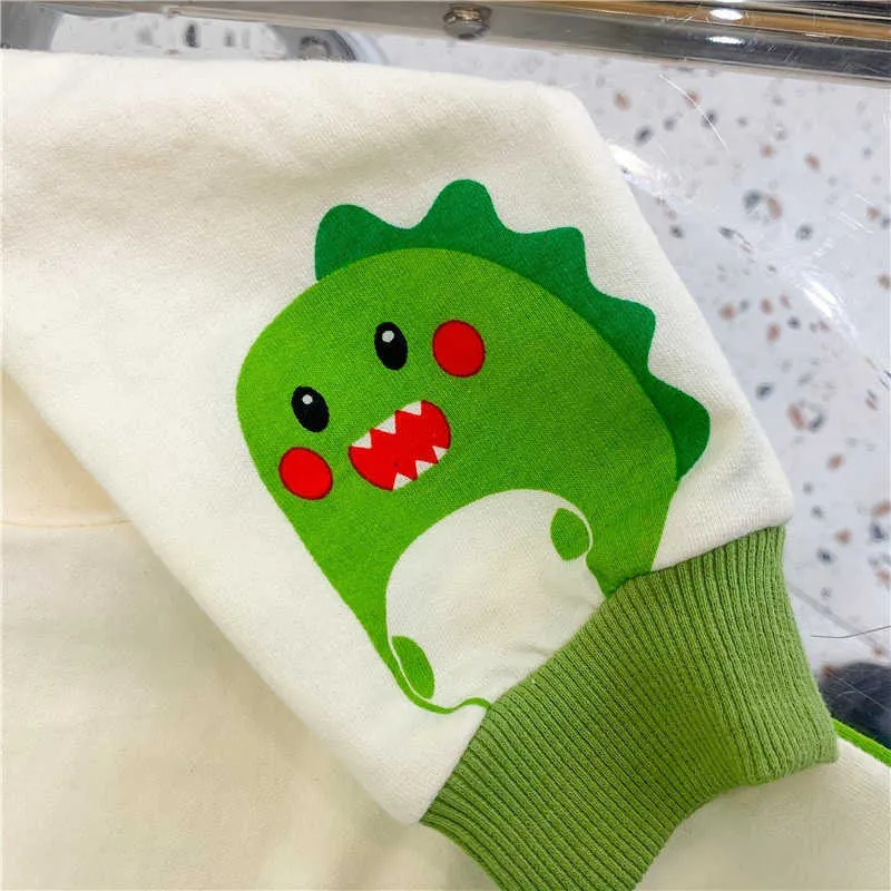 Erkek T-Shirt Bahar Bebek Kız Karikatür Uzun Kollu T Gömlek Çocuk Dinozor Pamuk Tees Tişörtü Çocuk Casual Tops Giyim 210615