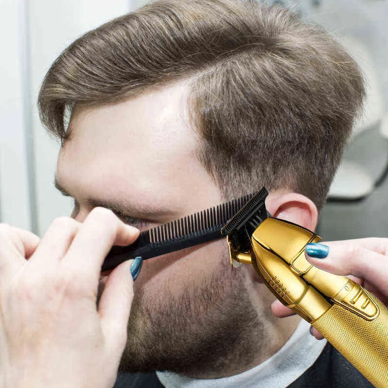 Professioneller Gold-Elektrorasierer für Männer, kabelloser wiederaufladbarer Rasierer, Friseur-Schneidemaschine, T-Styling 2112296879514