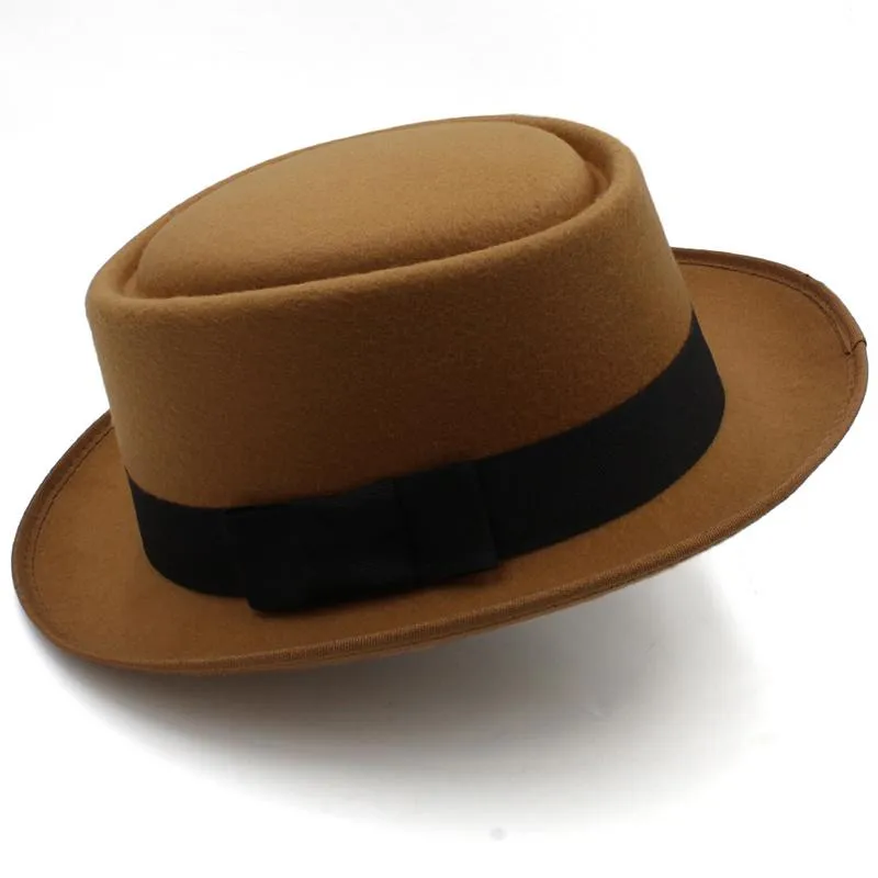 Breda Brim Hats Men's Top Hat Women's British Jazz Autumn and Winter Stage Performance Woolen Street Flat Simple Bow Felt209p