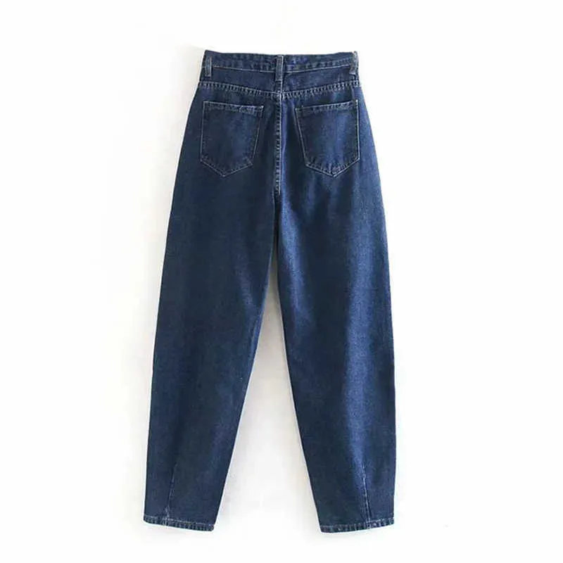 Aachoae jeans kvinnor lösa casual harem byxor pojkvänner mamma jeans streetwear denim pants pläterade byxor slouchy jeans 210715