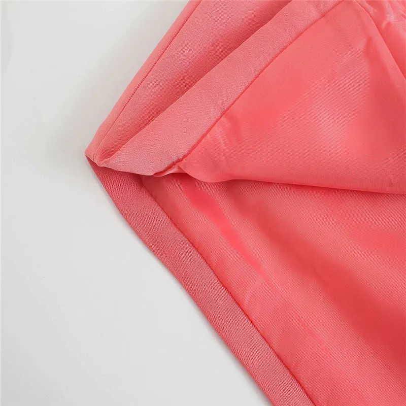 ZA rosa cortado verão top mulheres mangas o pescoço botão traseiro botão vintage blusa feminino moda alta rua slim camisa 210602