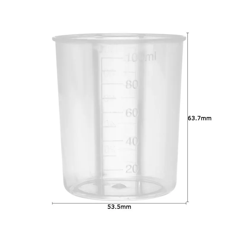 100 ml plastic afgestudeerd meten beker vloeibare container epoxy hars siliconen maken tool transparante mengkop diy menggereedschap