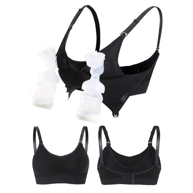 KLV femmes maternité soutien-gorge tire-lait spécial soutien-gorge d'allaitement main libre vêtements de grossesse accessoires d'allaitement pompage soutien-gorge M-2XL Y0925