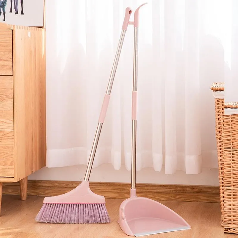 Herramientas de limpieza para el hogar, juego de recogedor de escoba, combinación de escoba plegable de plástico PP, polvo de limpieza de piel suave-210y