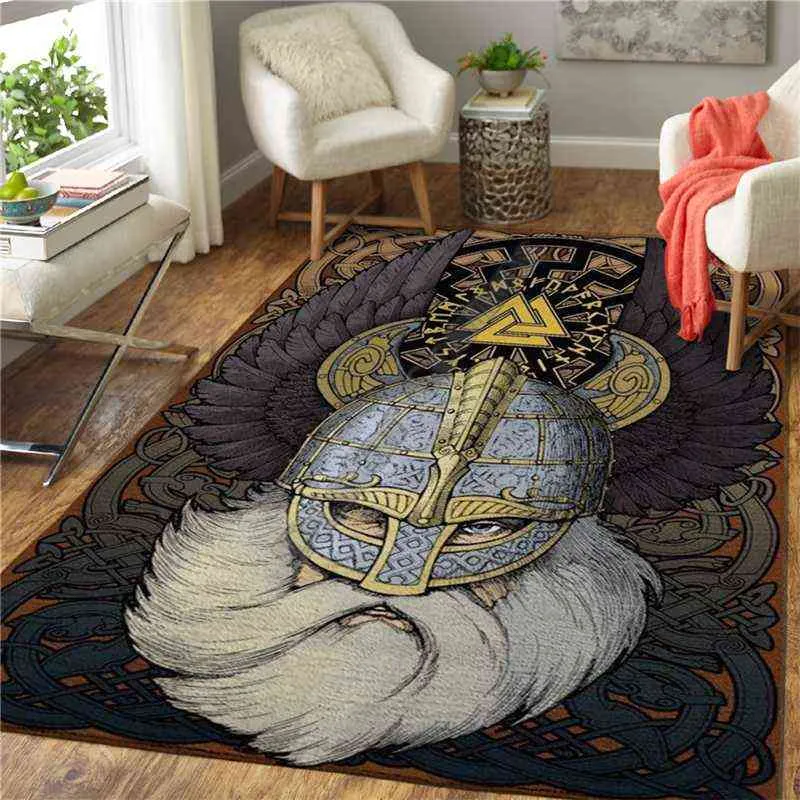 Viking tatuering 3d tryckt mattan mat för vardagsrum dörrmatta flannel utskrift sovrum glidd golv rug 04 220125
