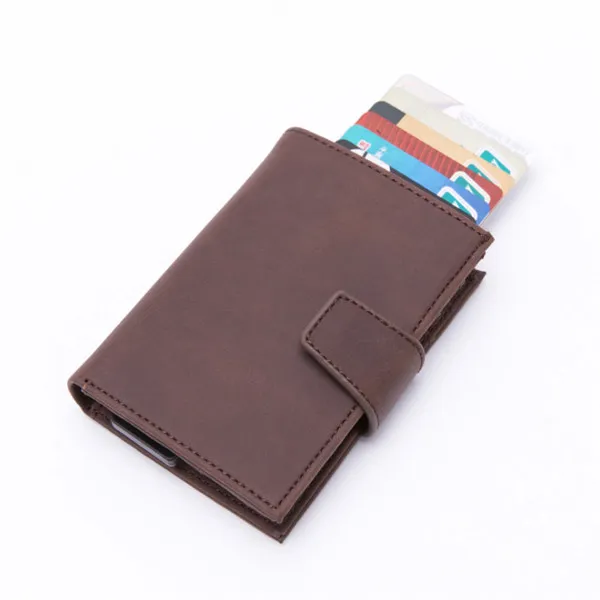 Heren minimalistische metalen mode enkele doos blokkerende houder voor kaarten Wallets243S