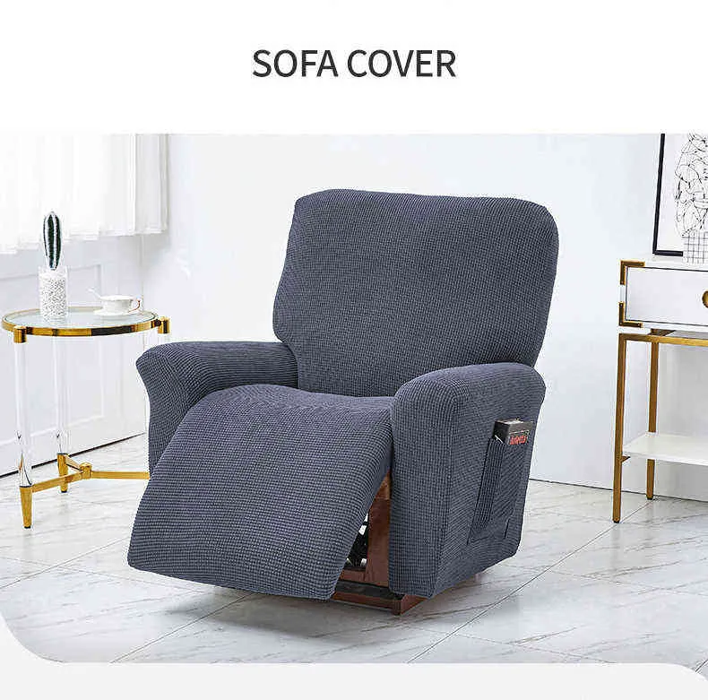 Cadeira de cadeira de reclinável Stretch espesso Soft Slipcover Slipcover Jacquard Sofa Couch Capa 4 Peça separada Protetor elástico 211102