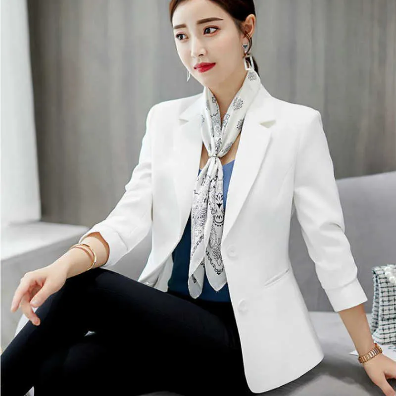 Giacca da donna moda manica lunga abbigliamento da lavoro da ufficio giacca bianca nera cappotti e giacche da donna giacche e cappotti da donna B64 210602