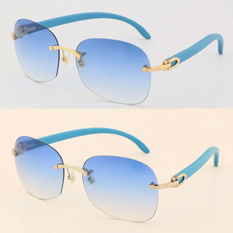 Verkoop van randloze houten zonnebrillen 8100908 Metalen frame Hoogwaardige ontwerper Mannelijke en vrouwelijke 18K GOLD305Y