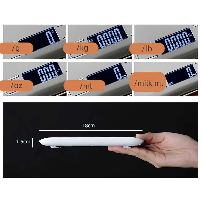 10/5 KG Mutfak Ölçeği Paslanmaz Çelik Tartım Gıda Diyet Posta Dengesi Ölçüm LCD Elektronik S 210728