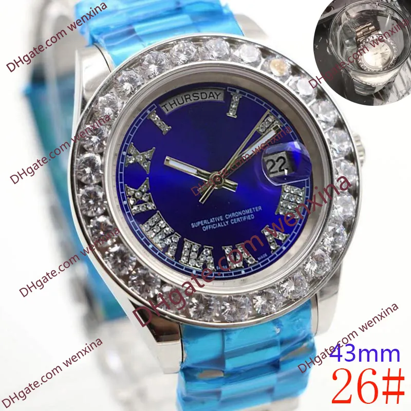 20 Colour high quality watch 43mm Automatic Mechanical montre de luxe Watches 2813 Stainless Steel Diamond Watch Waterproof Mens W221c