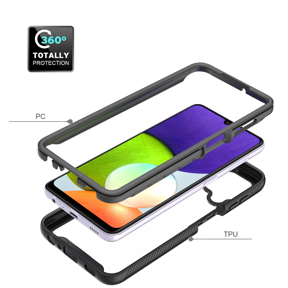 Non-slip Soft TPU Bumper Transparent Acrylic Hard PC Shockproof Cases For Samsung Galaxy A22 4G 5G Protective Back Cover Fundas