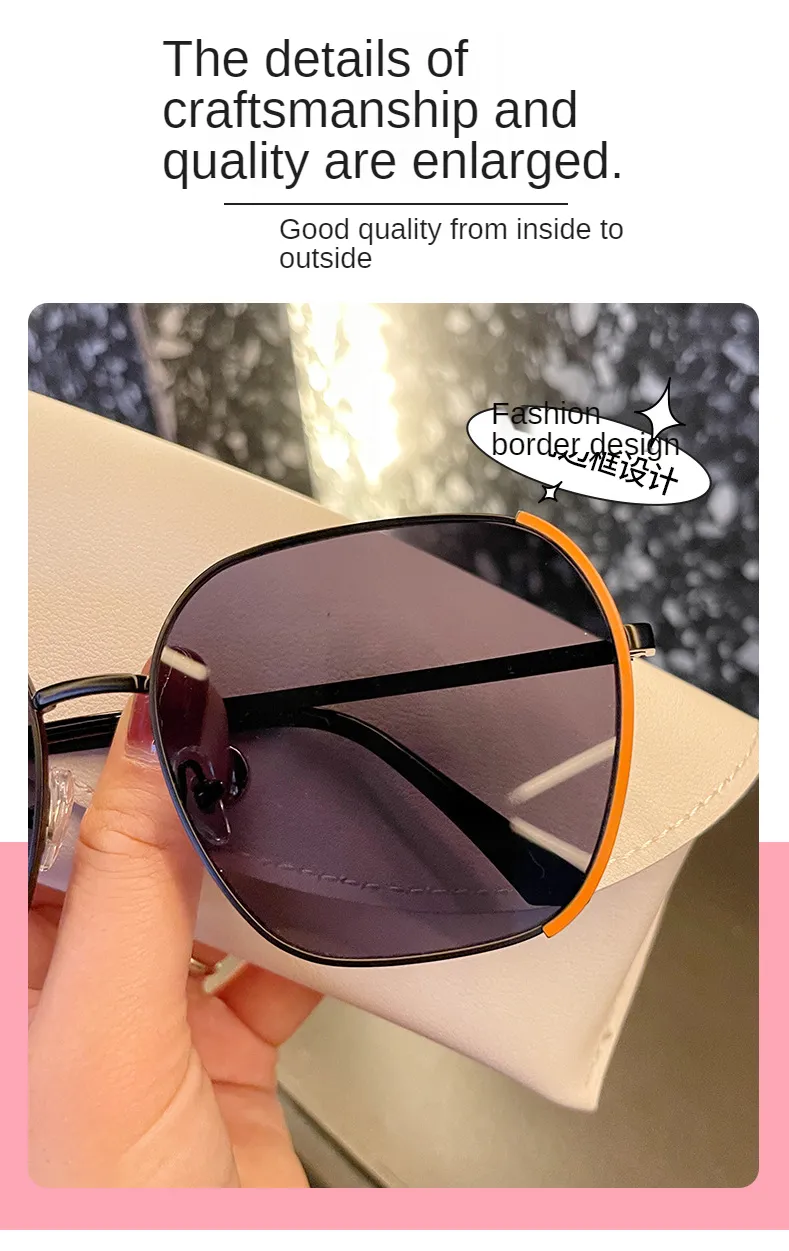 2021 Sunglasses Women's Fashionable Korean-Style UV-Proof round Face Large Slimming