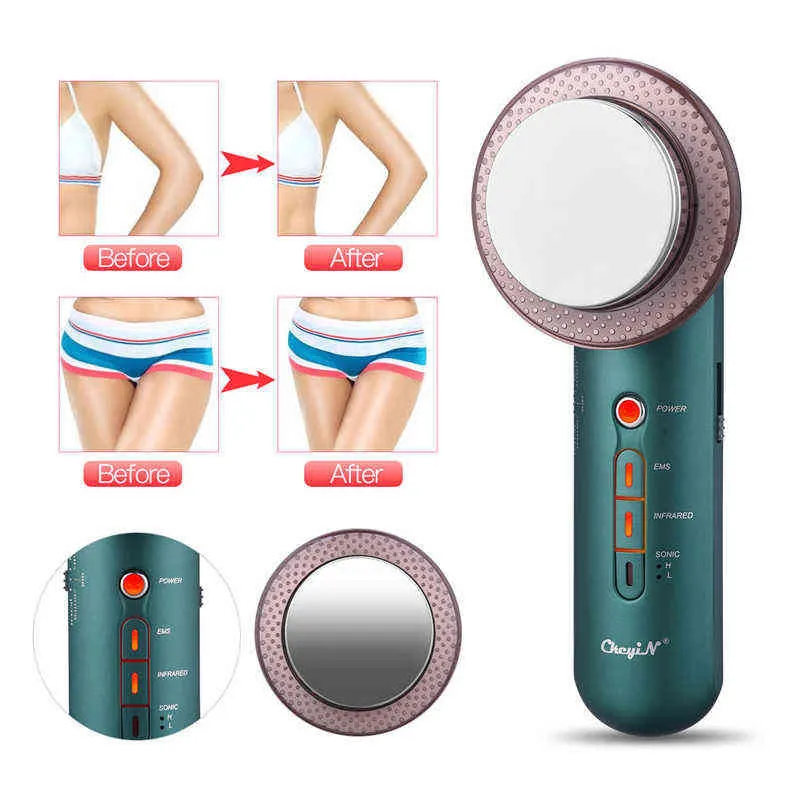 Dispositivos de cuidados com a face nxy CKeyin Massageador de corpo ultra-sônico Galvânica EMS Fat Celulite Cuidados com a pele Infravermelho Therapy Therapy Slimming Device 0222